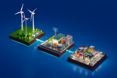 Graphic with wind turbines